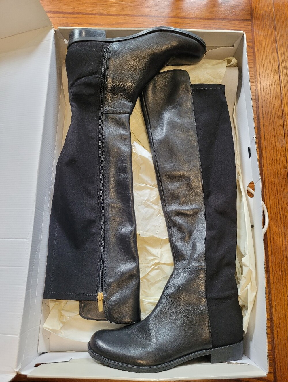 Marc Fisher Black Over-the-Knee Leather & Stretch Boots